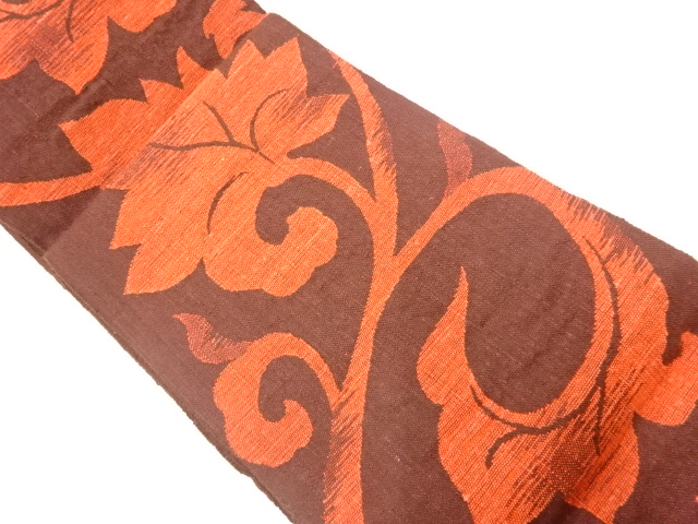 JAPANESE NAGOYA OBI / MAWATA TSUMUGI / WOVEN CHINESE FLOWER